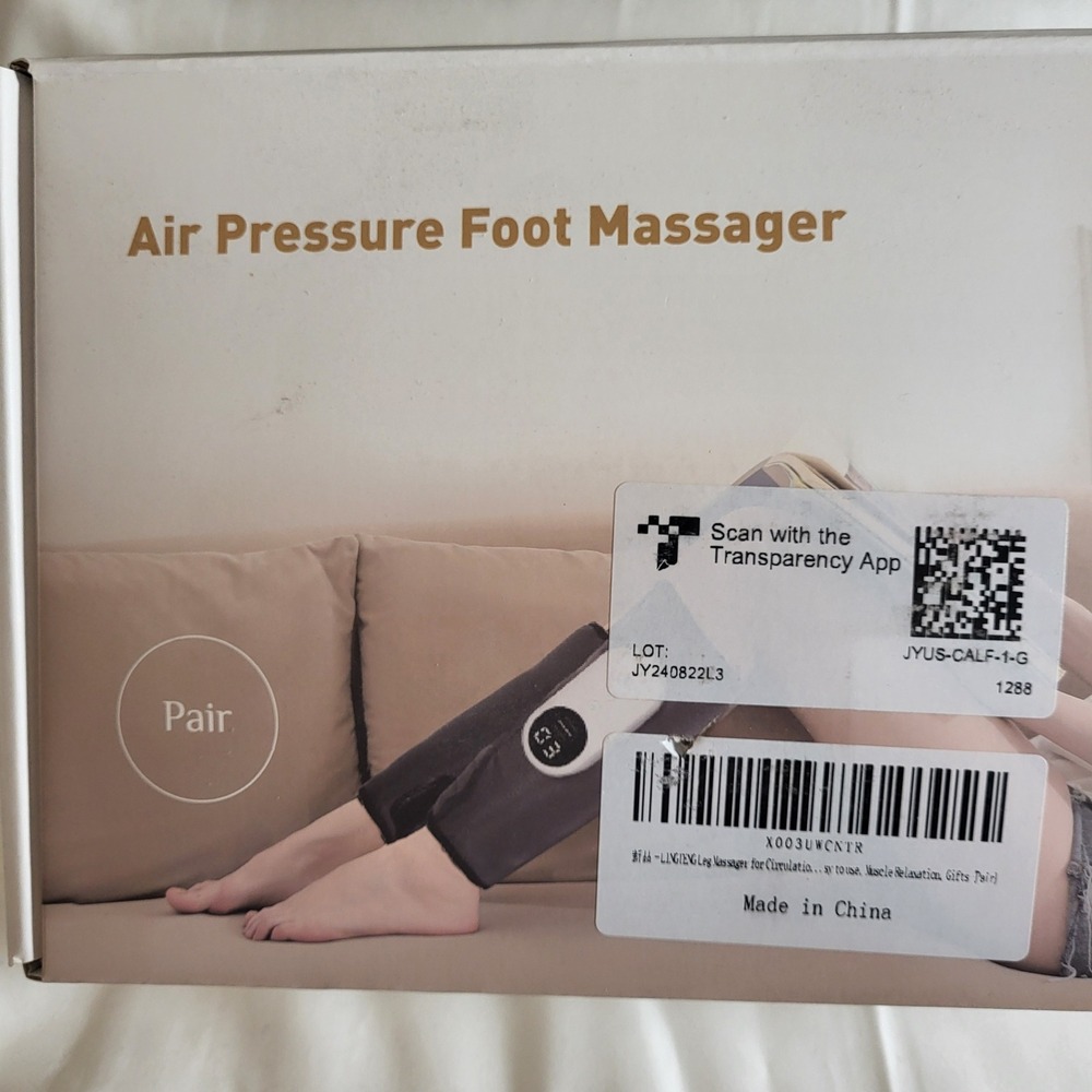 Air Pressure Foot Massager Pair – Black Compression Leg Wraps